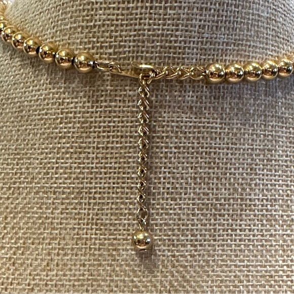 Vintage Napier Necklace- shiny gold tone ball beads, collar length - Picture 8 of 12